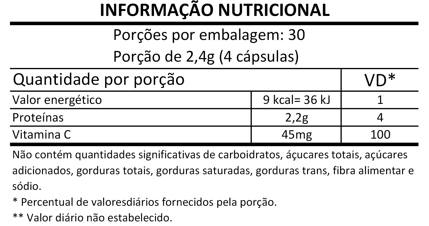 Informação Nutricional - GELATINA HIDROLISADA E VITAMINA C